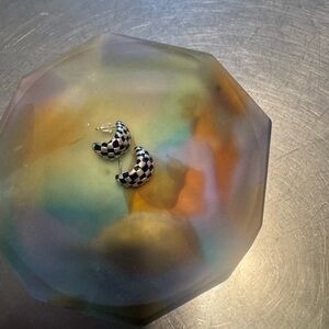 Checkered Hoop Earrings